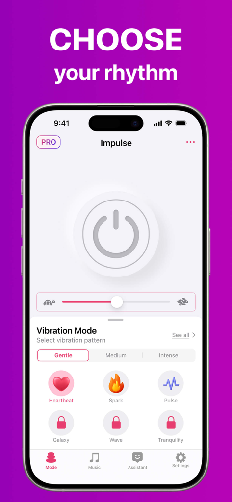 Vibration Massagerㅤ - Interface of the Vibration Massager app showing various vibration patterns and speed controls.