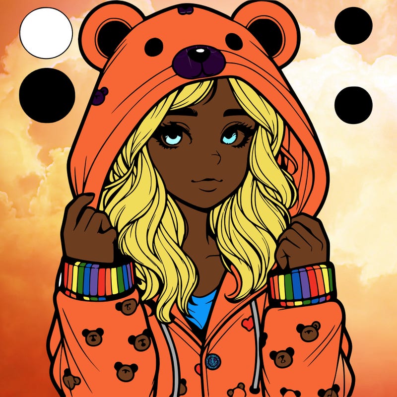 realistic girl in a animal pjs hoodie