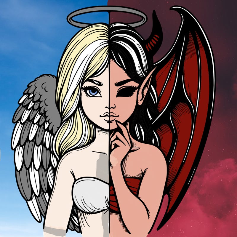 realistic angel half demon