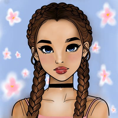 realistic girl with braids