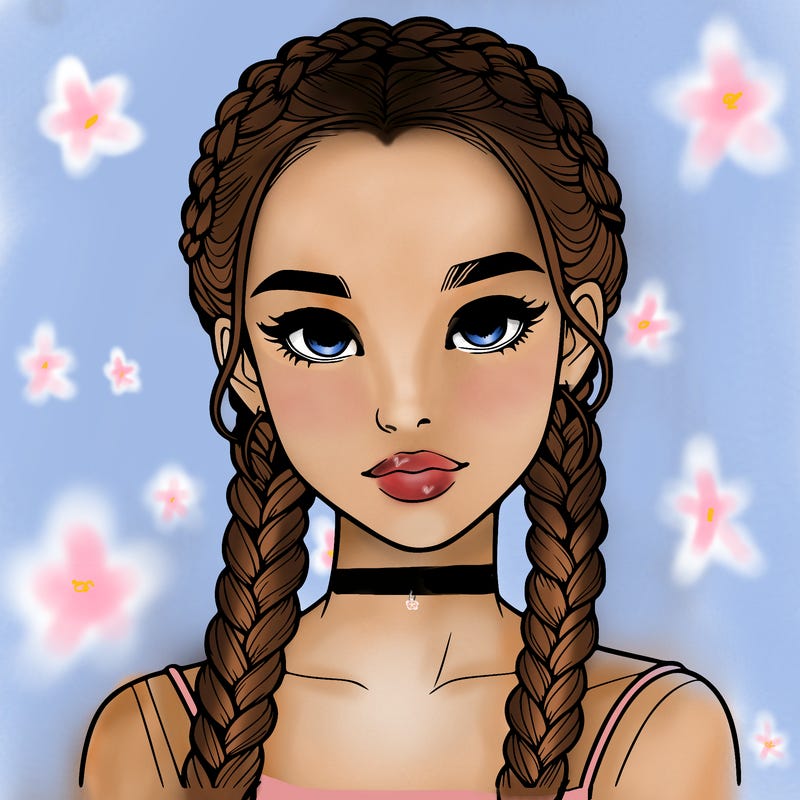 realistic girl with braids