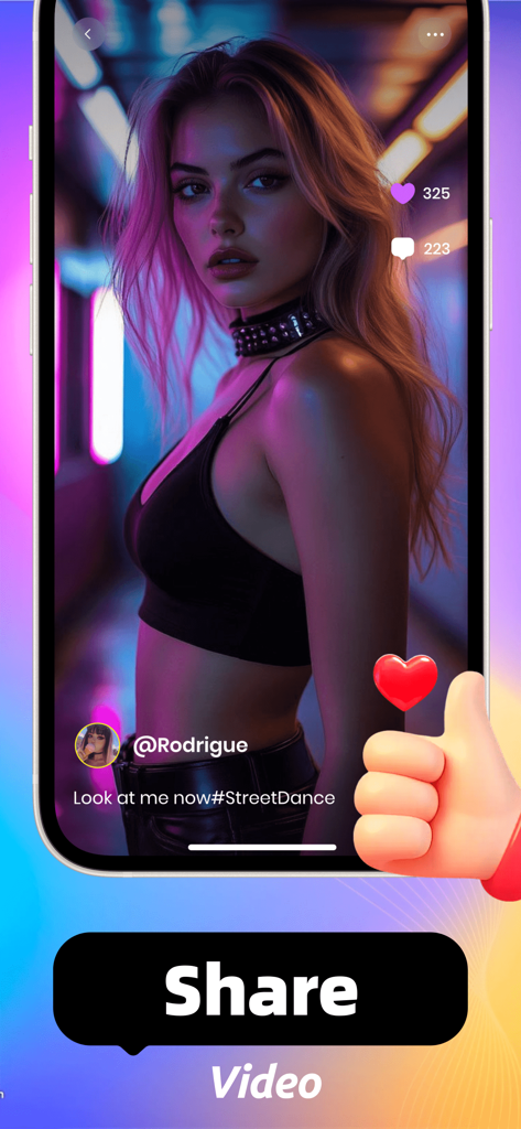 Jivn: Video, Share Fun - Interface of Jivin app featuring a street dance video post with social engagement icons