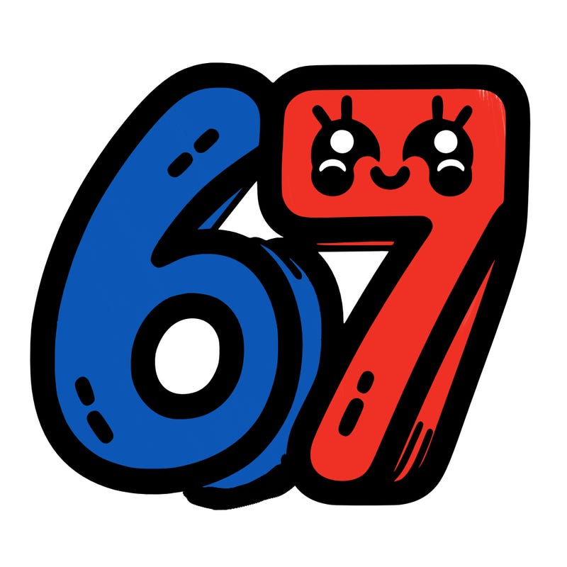 the numbers 67