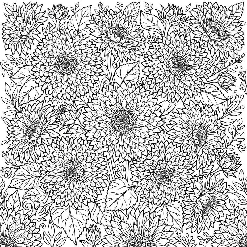 Immerse yourself in the charm of our Teddy Bear Sunflowers coloring template, bursting with fluffy, double-petaled blooms. This intricate design offers a rich and engaging experience for nature lovers and coloring enthusiasts alike.