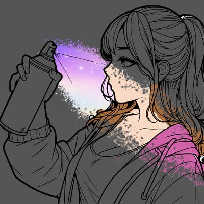 a realistic girl spray, painting
