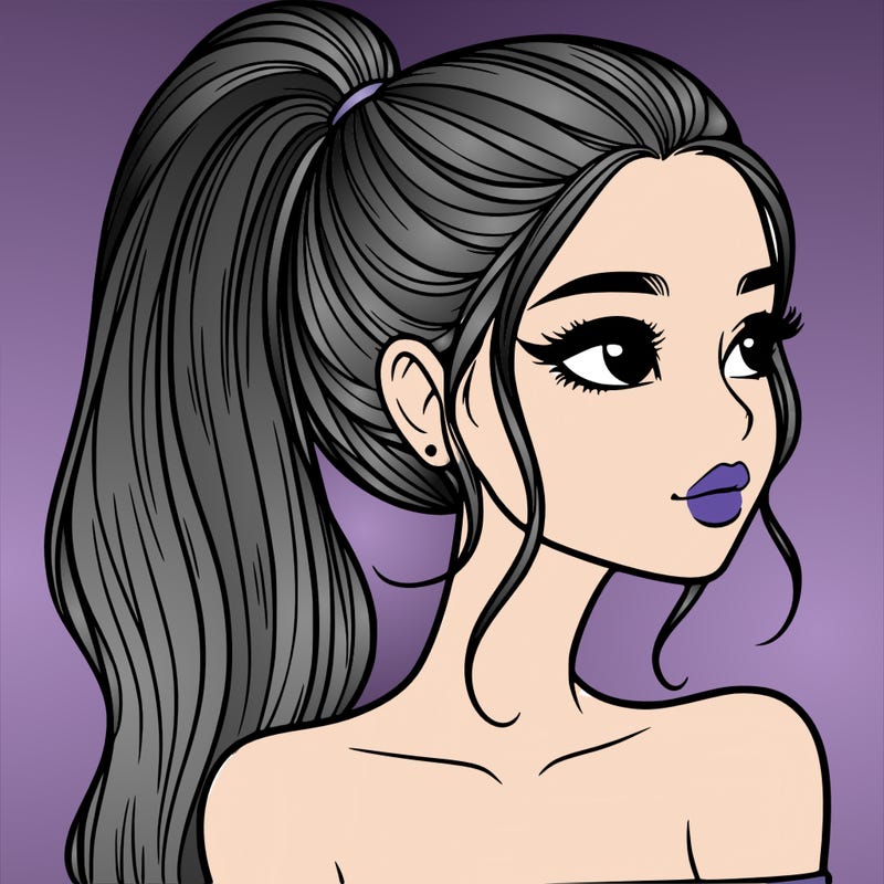 a beautiful and realistic girl with a high pony tail