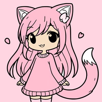 girl with cat ears and tail