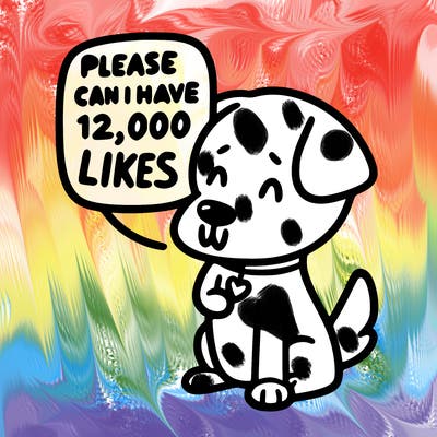 dog saying please can i have 12,000 likes