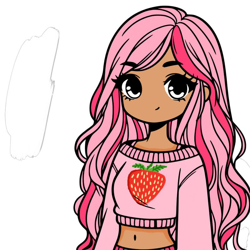 girl with long hair and a crop top with a sweater