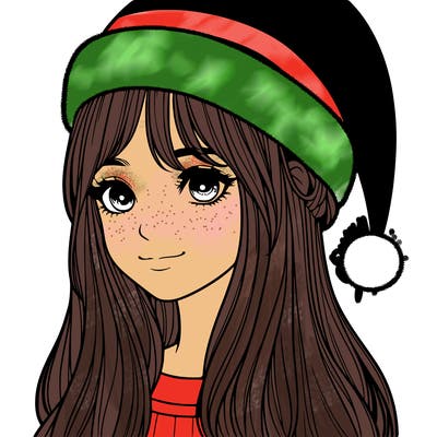 realistic girl with realistic santa hat
