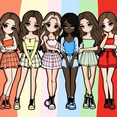 a group of girls realistic