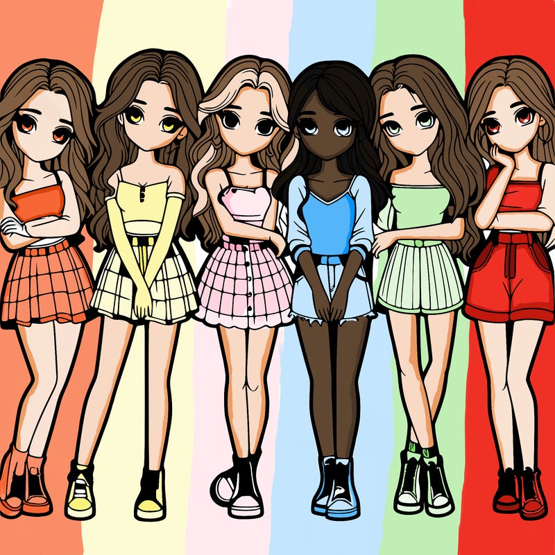 a group of girls realistic