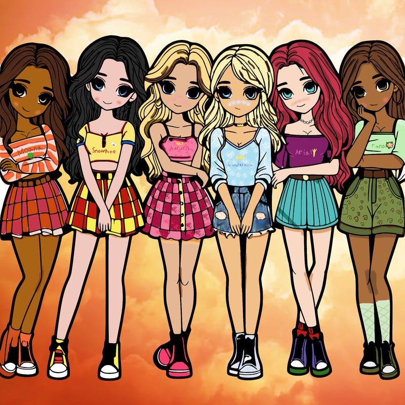 a group of girls realistic