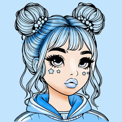realistic girl with space buns