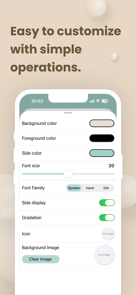 Widgets Sticky Note - Customization settings screen for Widgets Sticky Note app showing options for colors, fonts, and background images.
