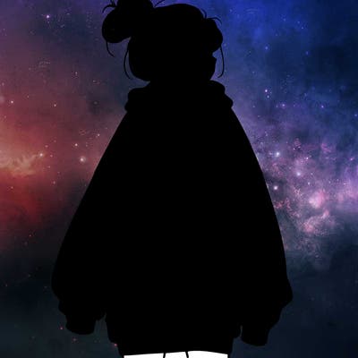 realistic girl with a oversized sweatshirt on and a bun