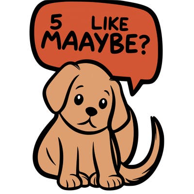 a puppy that says 5 like maybe