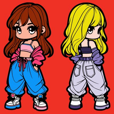 girl in crop top and baggy pants