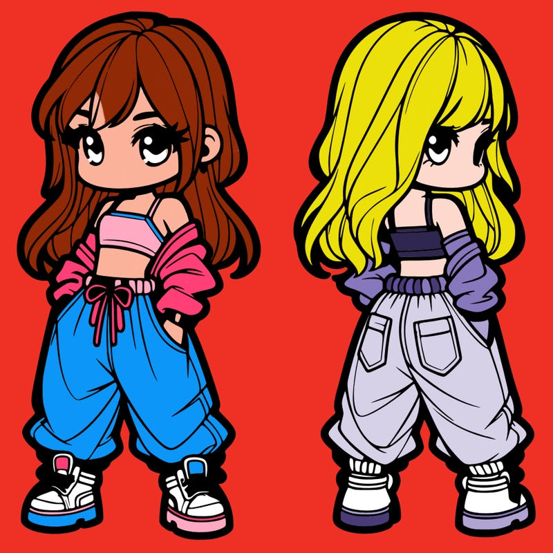 girl in crop top and baggy pants