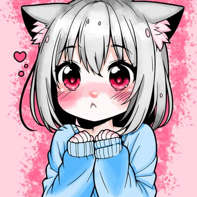 shy anime catgirl