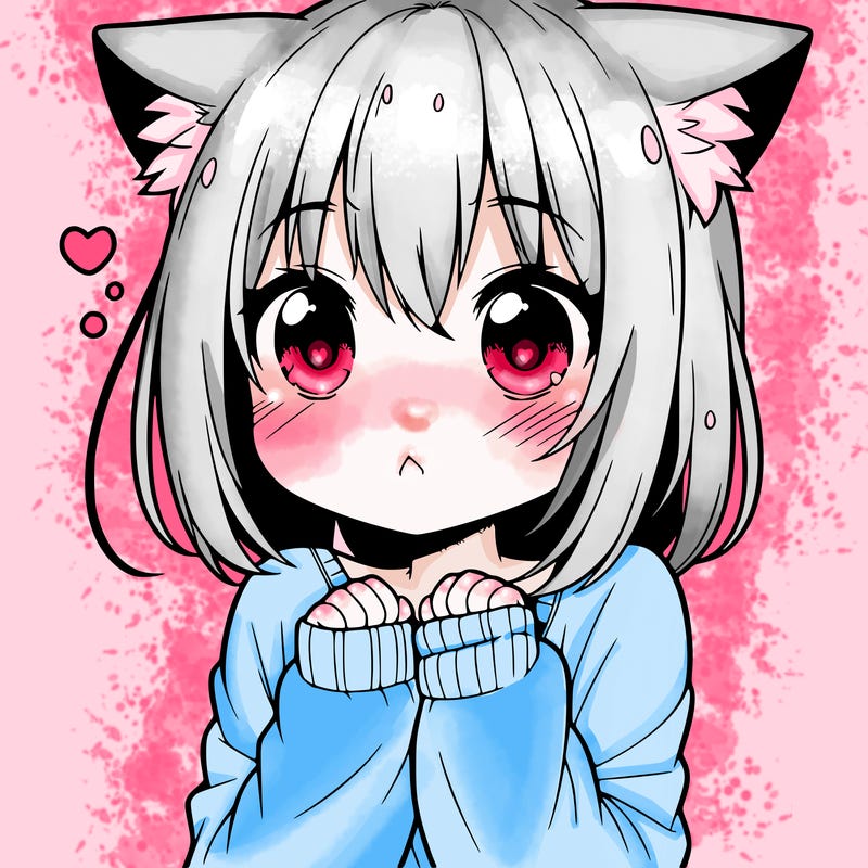 shy anime catgirl