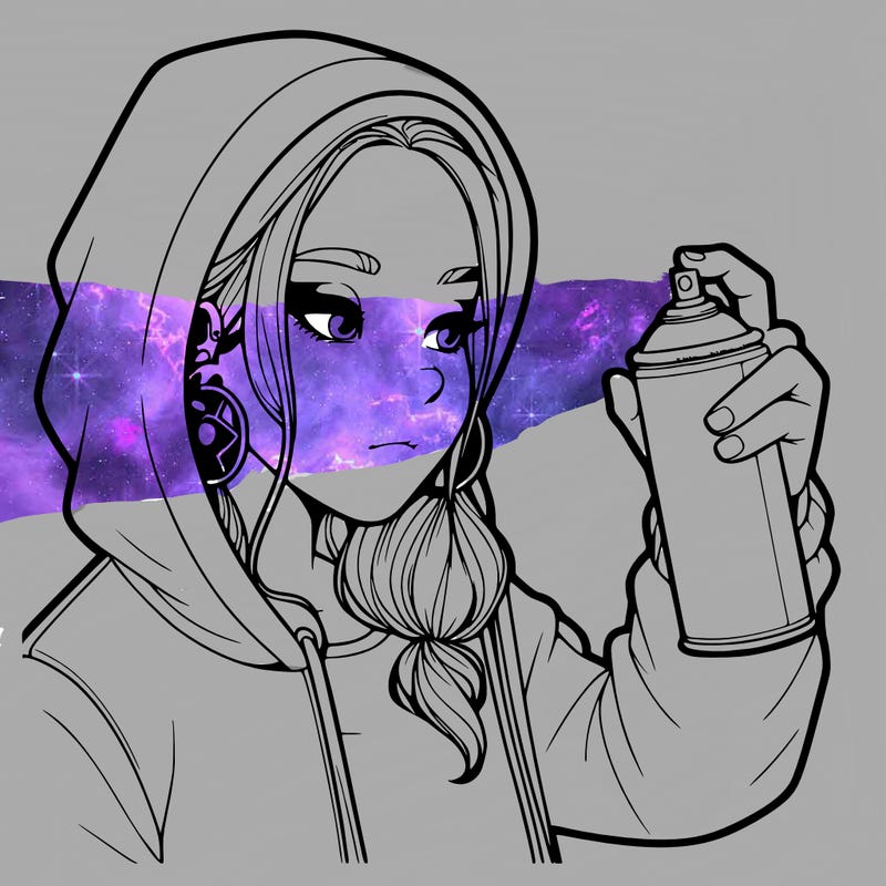 a realistic girl, spray painting