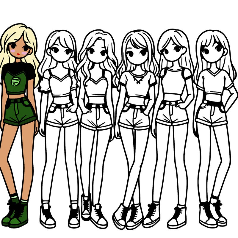 a group of girls wearing crop tops and shorts