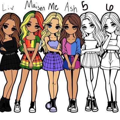 a group of girls realistic