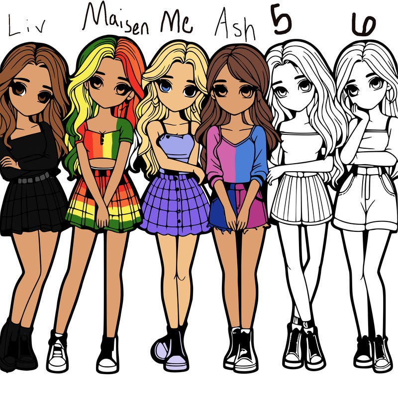 a group of girls realistic