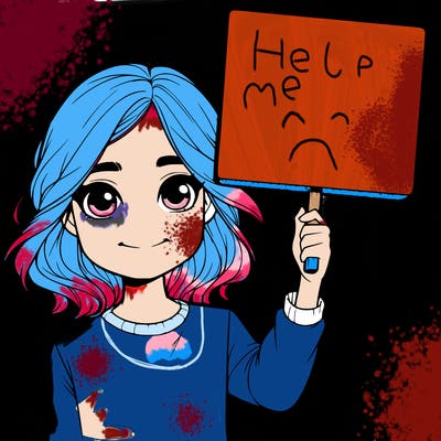 realistic girl holding up a sign