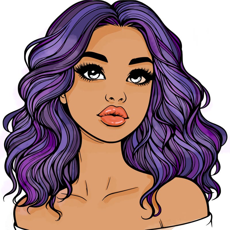 realistic girl with wavy hair and lips