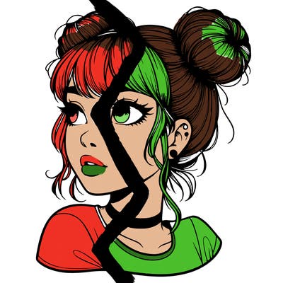 realistic girl with spacebuns
