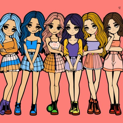 a group of girls realistic