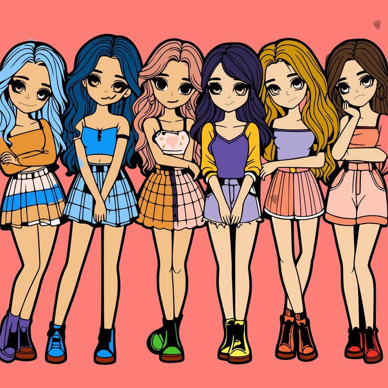 a group of girls realistic