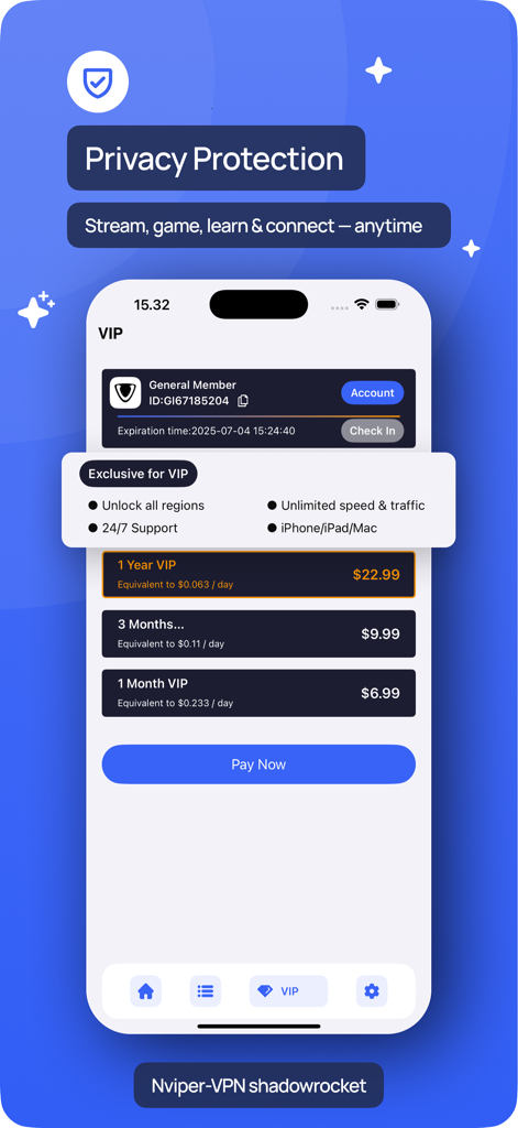 Nviper VPN VIP-Abonnementpläne und Premium-Funktionen