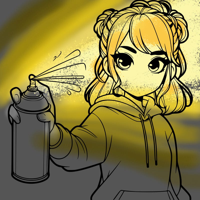 realistic girl is spray painting