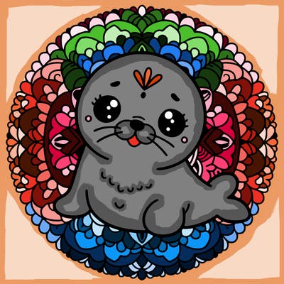 a cute baby seal mandala