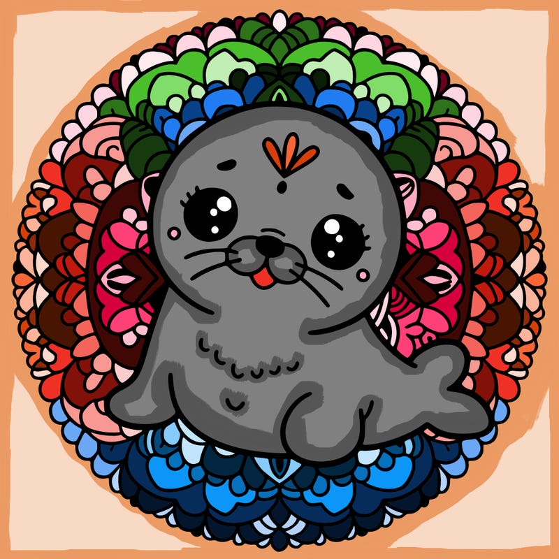 a cute baby seal mandala