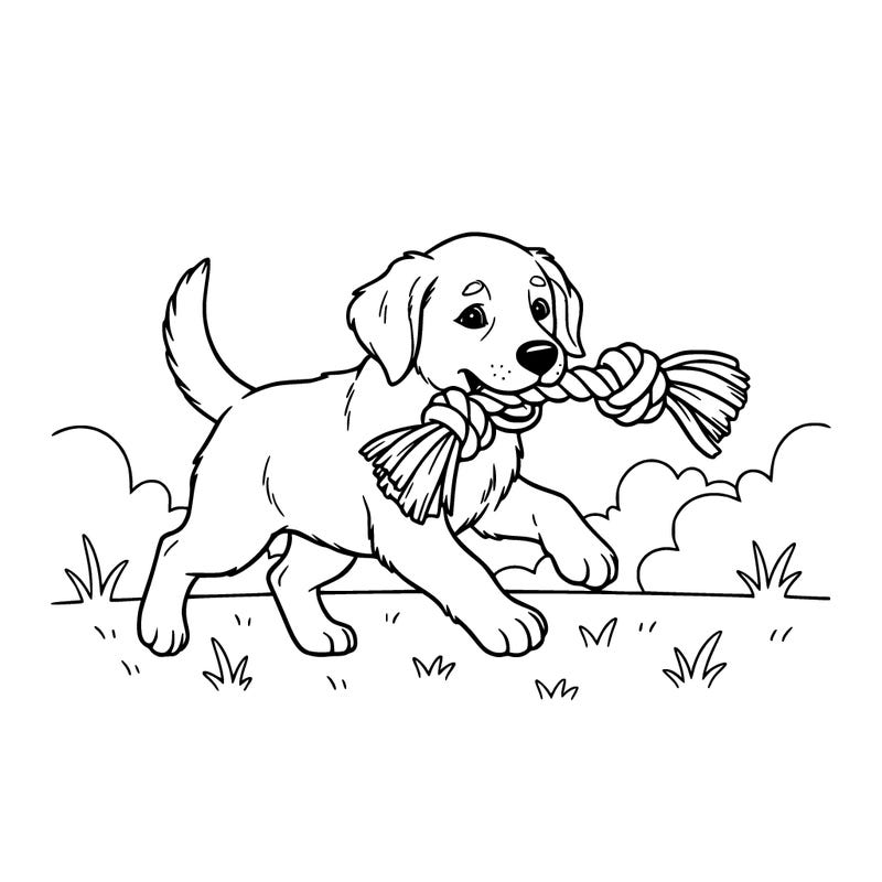 puppy playing with toy