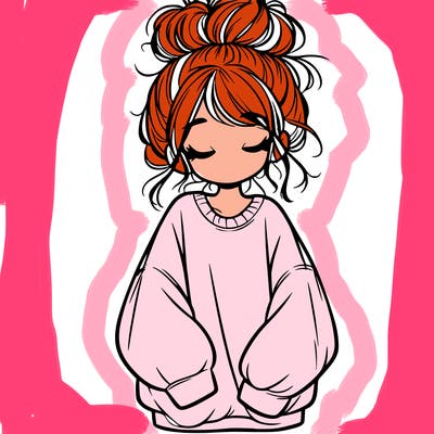 girl with baggy sweatshirt and messy bun