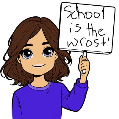 realistic girl holding up a sign