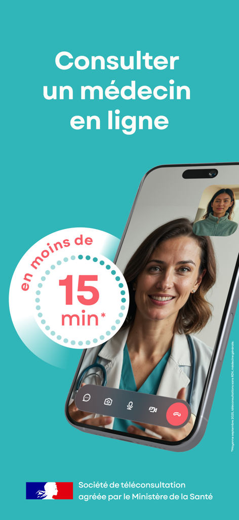 Videoanruf mit einem Arzt in der Qare Telehealth-App für eine Online-Beratung