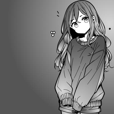manga teen girl  in a sweater and baggy pants
