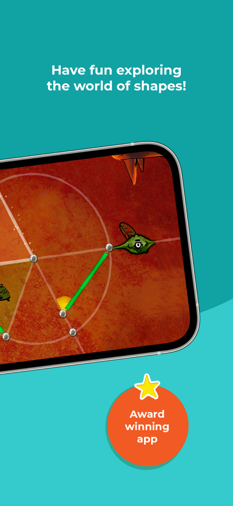 Kahoot! Geometry by DragonBox - Gameplay of Kahoot! Geometry by DragonBox showing a shapes puzzle and an award winning app badge.