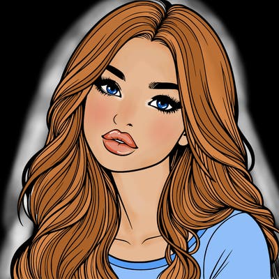 realistic girl with hair on her hair and lips