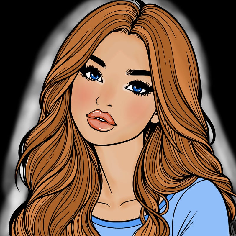 realistic girl with hair on her hair and lips