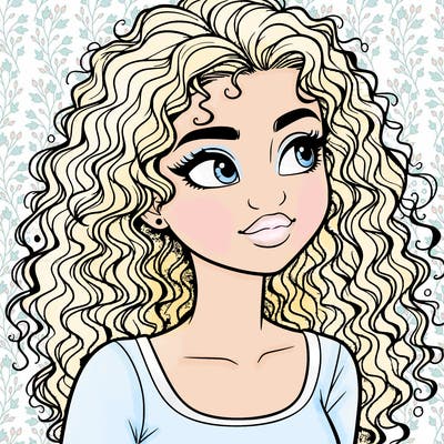 realistic girl with curly hair