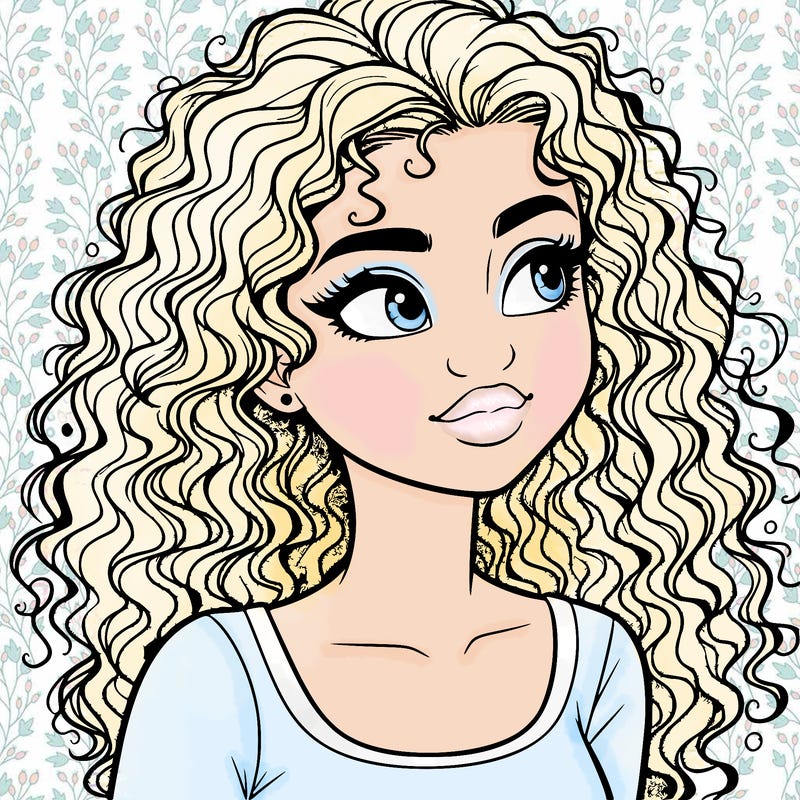 realistic girl with curly hair