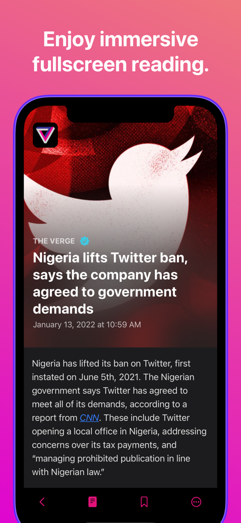 Big News - Smart Reader - Big News 앱 내의 깔끔한 방해 없는 전체 화면 리더로 표시되는 뉴스 기사입니다.