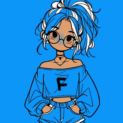 girl with a messy ponytail glasses a baggy crop top and jean shorts